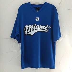 NWT H&M Men's Small Oversized Miami Royal Blue‎ V-Neck Jersey